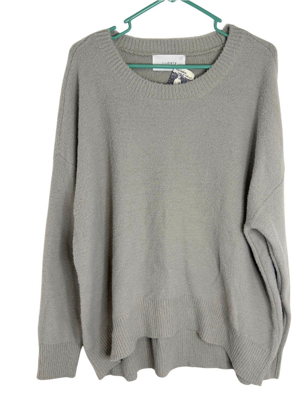 Six/Fifty Gray Relaxed Crewneck Long Sleeve Sweater Size Large